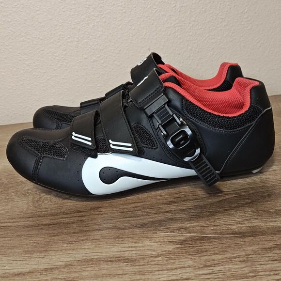 Peloton Cycling Shoes EU 42 Look Delta 3-Bolt Black Red Ratchet Straps - Picture 4 of 12